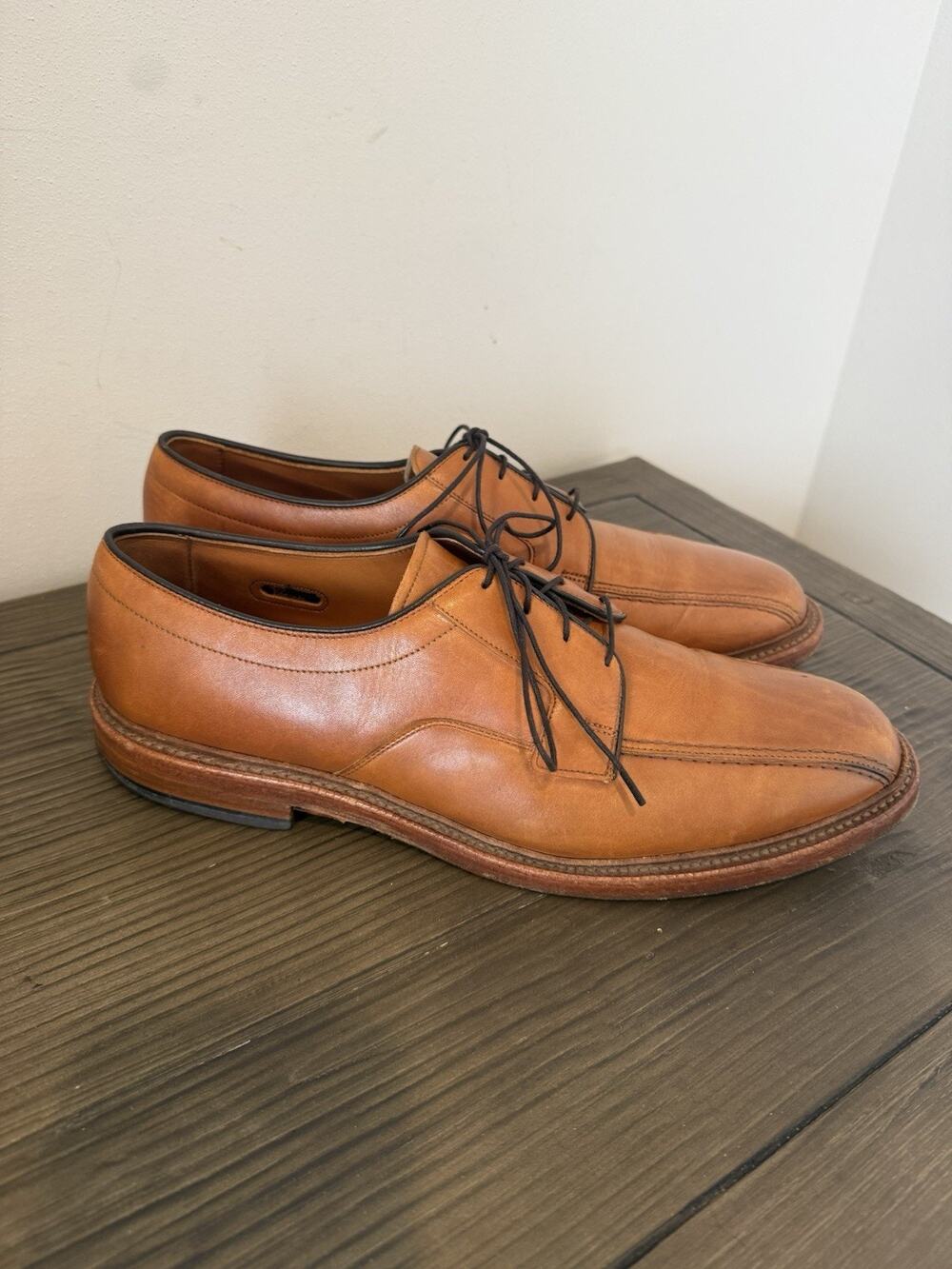 ALLEN EDMONDS Mens Dress Shoes Cognac Brown Leather Lace Up Oxfords Size 11.5 B